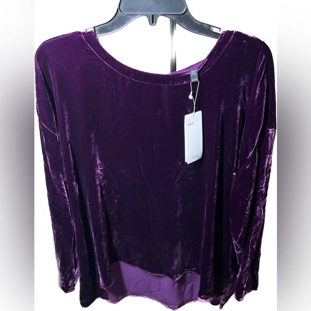 NWT Eileen Fisher XL, deep plum, drape Velvet top, New